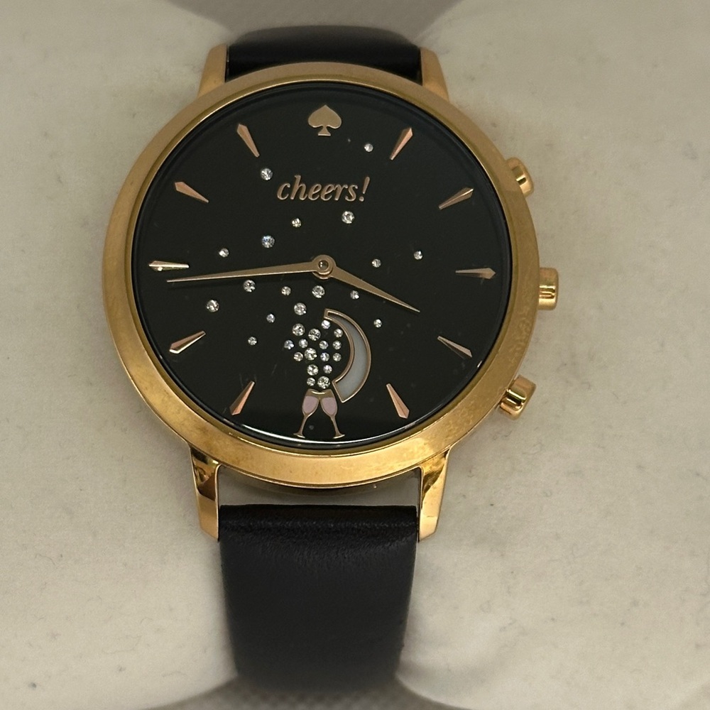 Kate Spade Women's Grand Metro “Cheers” Black and Gold Hybrid Smartwatch